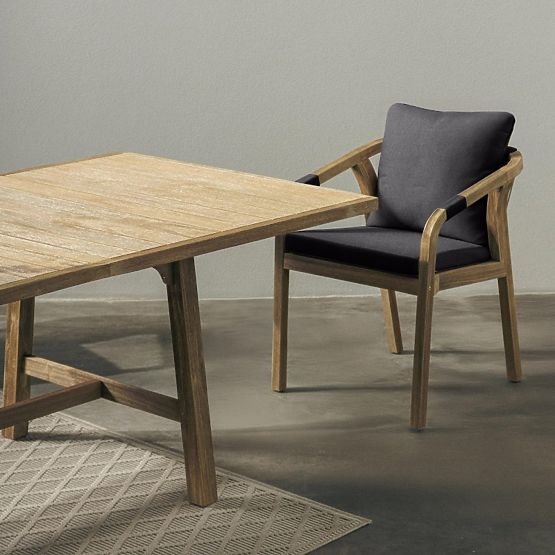 Scaun de grădină Castello cu împletitură, lemn de salcâm FSC, aspect de tec, gri închis