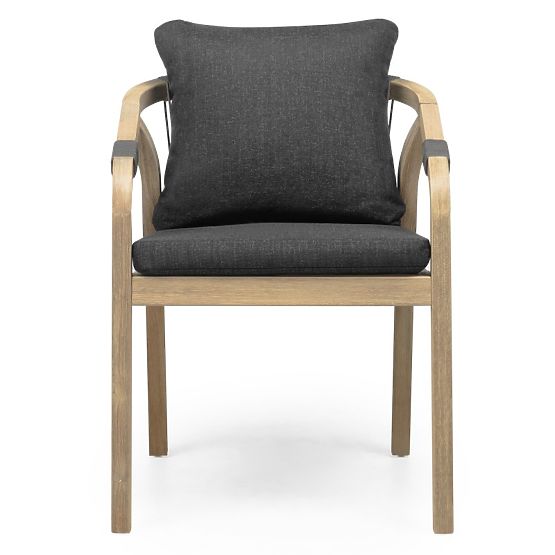 Scaun de grădină Castello cu împletitură, lemn de salcâm FSC, aspect de tec, gri închis