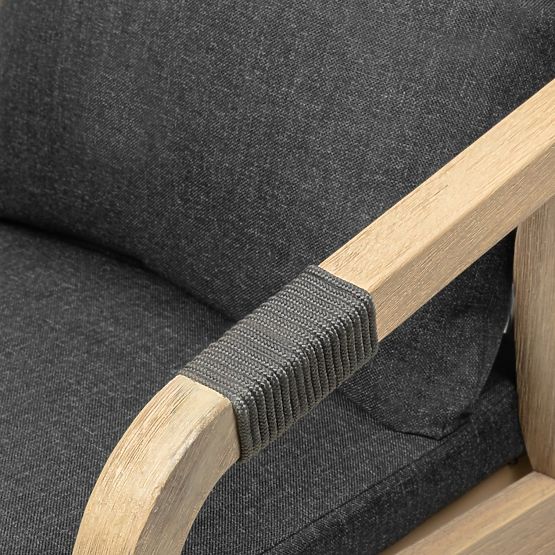 Scaun de grădină Castello cu împletitură, lemn de salcâm FSC, aspect de tec, gri închis