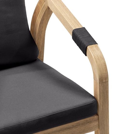 Scaun de grădină Castello cu împletitură, lemn de salcâm FSC, aspect de tec, gri închis