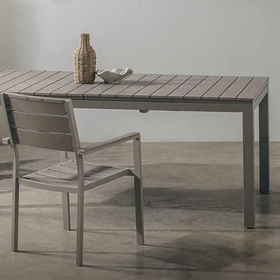 Scaun de grădină Drillo din aluminiu, bej-gri, polywood