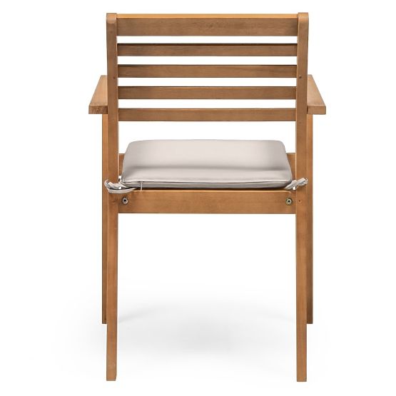 Scaun de grădină Familis ll lemn de eucalipt FSC, aspect de tec, gri deschis