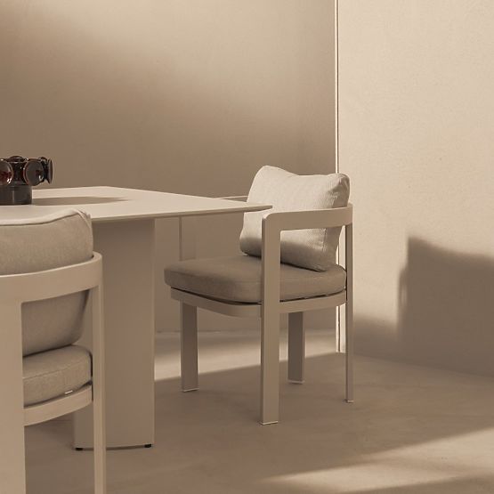 Scaun de grădină Japori din aluminiu, bej deschis, rotunjit