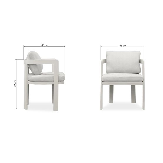 Scaun de grădină Japori din aluminiu, bej deschis, rotunjit