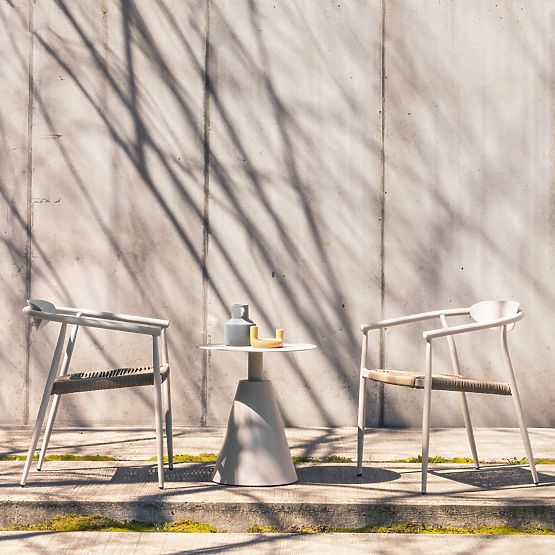 Scaun de grădină Piretto, tehnoratan, aluminiu, bej deschis/maro deschis