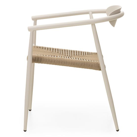 Scaun de grădină Piretto, tehnoratan, aluminiu, bej deschis/maro deschis