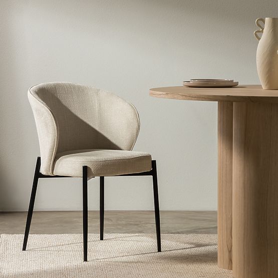 Scaun de masă Avery bej deschis/picioare negre