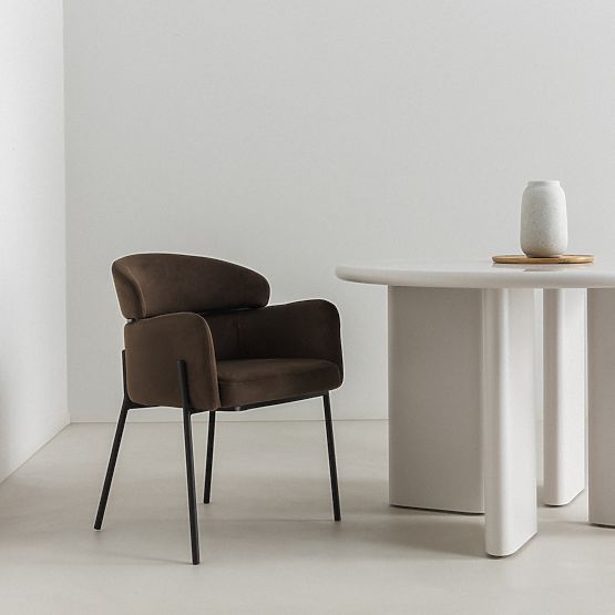 Scaun de masă Granda, ciocolată/espresso, catifea