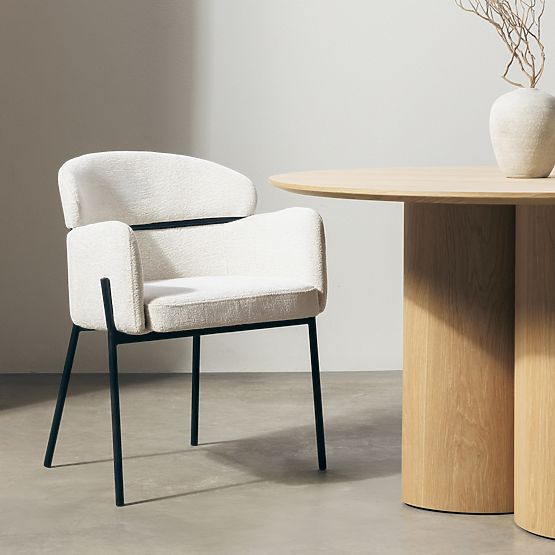 Scaun de masă Granda, ecru/picioare negre