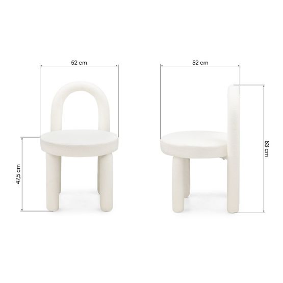 Scaun de masă Ivo, ecru, boucle