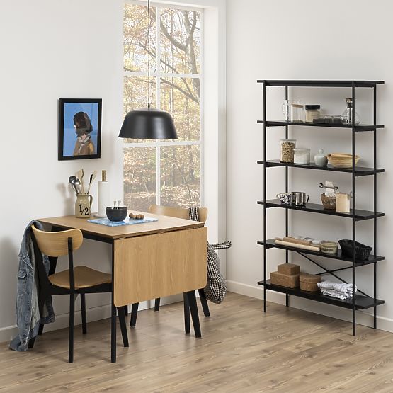 Scaun de masă Roxby negru/stejar