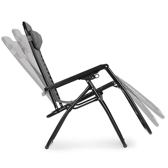 Scaun de plajă pentru grădină cu spătar reglabil ZERO GRAVITY ModernHome - gri