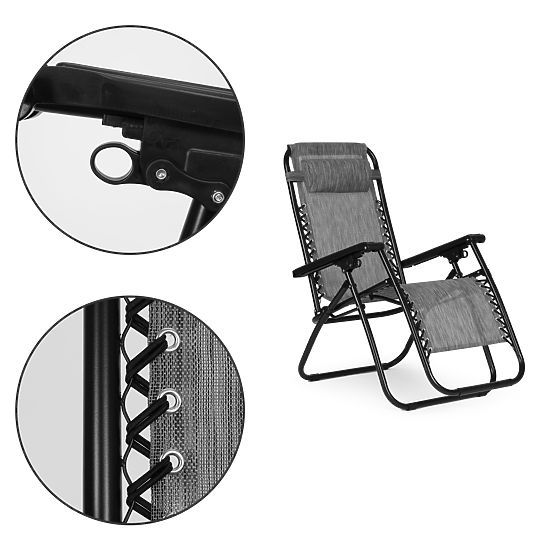 Scaun de plajă pentru grădină cu spătar reglabil ZERO GRAVITY ModernHome - gri