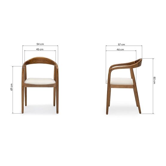Scaun din lemn Ludvika 2.0, rotunjit, natural/crem