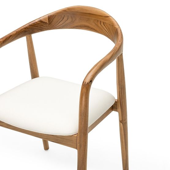 Scaun din lemn Ludvika 2.0, rotunjit, natural/crem