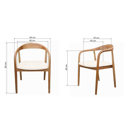 Scaun din lemn Ludvika 2.0, rotunjit, natural/crem