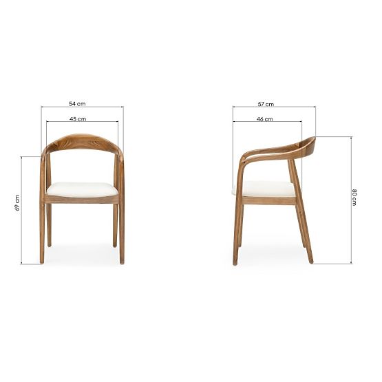 Scaun din lemn Ludvika 2.0, rotunjit, natural/crem