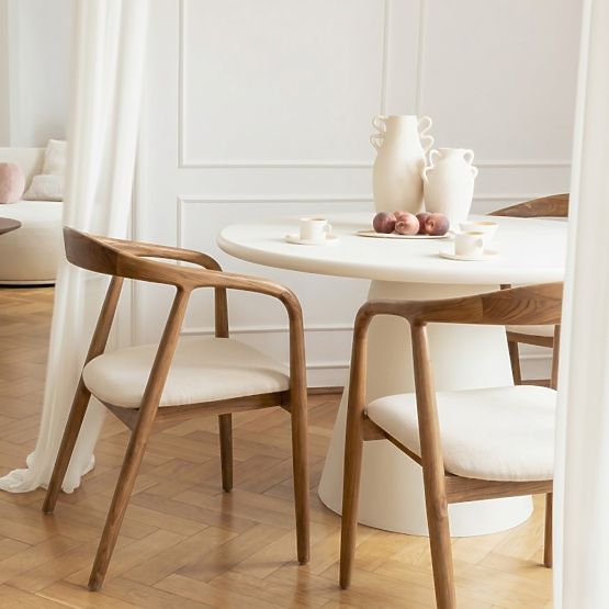 Scaun din lemn Ludvika 2.0, rotunjit, natural/crem