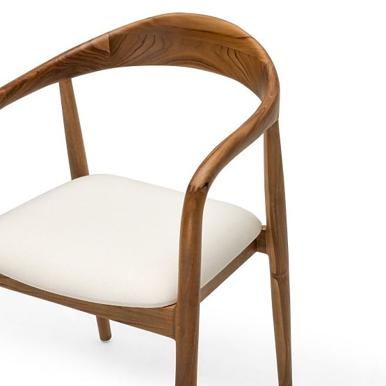 Scaun din lemn Ludvika 2.0, rotunjit, natural/crem
