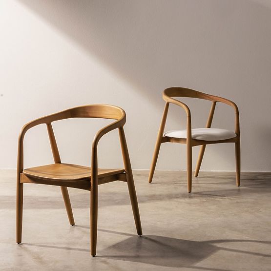 Scaun din lemn Ludvika, rotunjit, natural/crem