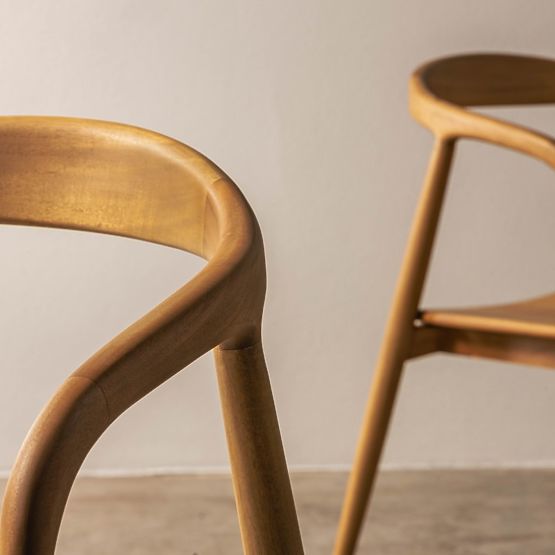 Scaun din lemn Ludvika, rotunjit, natural/crem