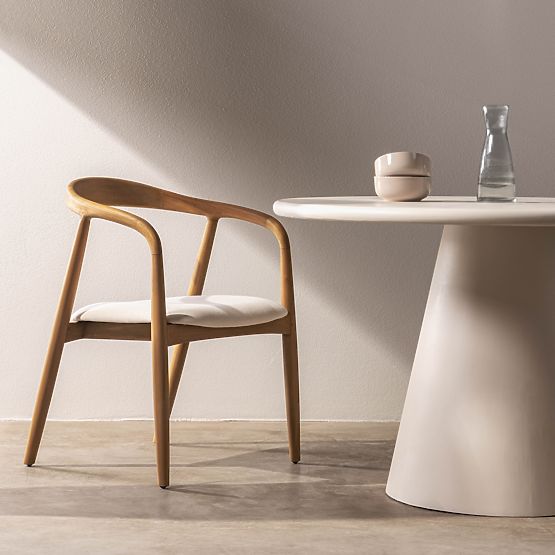 Scaun din lemn Ludvika, rotunjit, natural/ecru