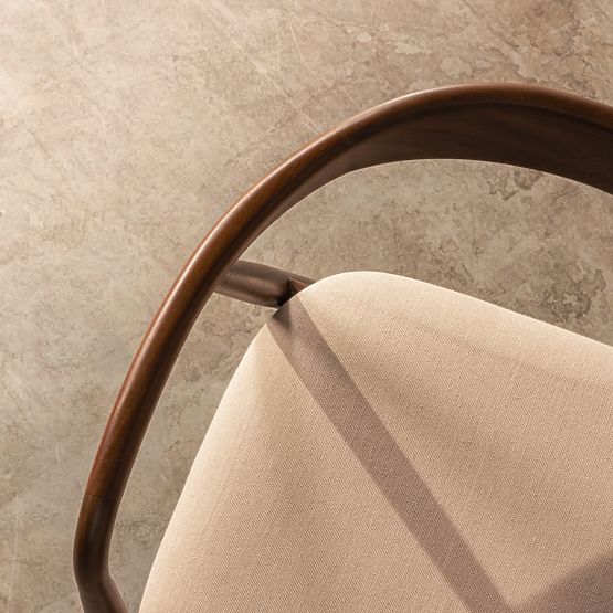 Scaun din lemn Ludvika, rotunjit, nuc/bej