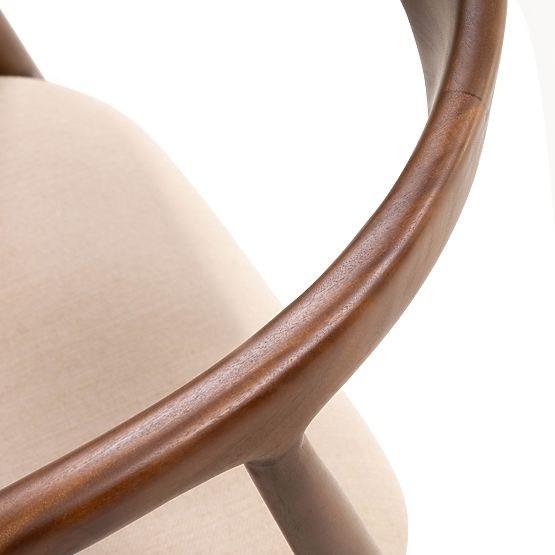 Scaun din lemn Ludvika, rotunjit, nuc/bej