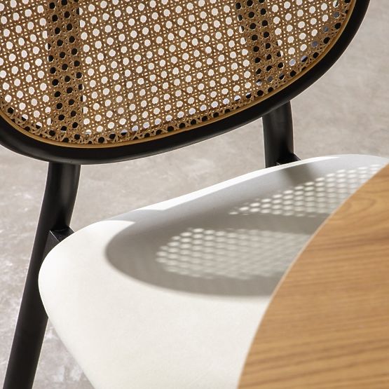 Scaun din lemn Monet cu împletitură vieneză, ratan, catifea, negru/ecru