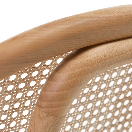 Scaun din lemn Monet cu împletitură vieneză, ratan, velur, natural/maro deschis