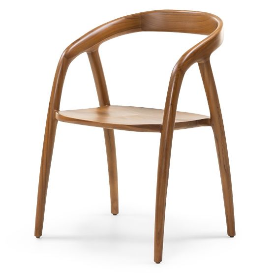 Scaun din lemn Sande rotunjit, natural, lemn de tec