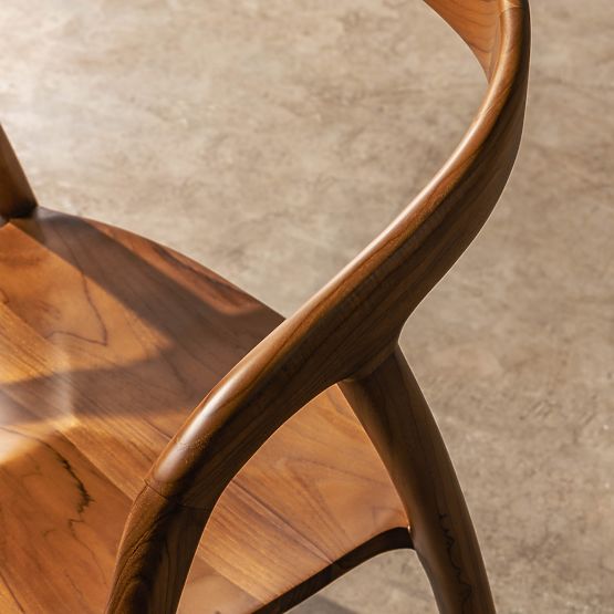 Scaun din lemn Sande rotunjit, natural, lemn de tec