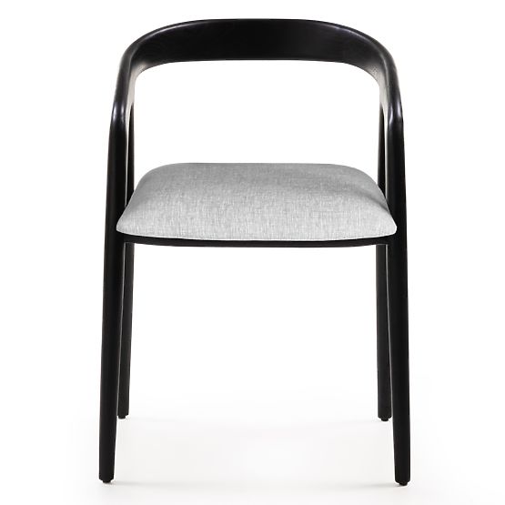 Scaun din lemn Sande rotunjit, negru/bej deschis, lemn de tec