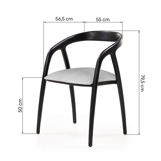 Scaun din lemn Sande rotunjit, negru/bej deschis, lemn de tec