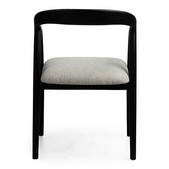 Scaun din lemn Sande rotunjit, negru/bej deschis, lemn de tec