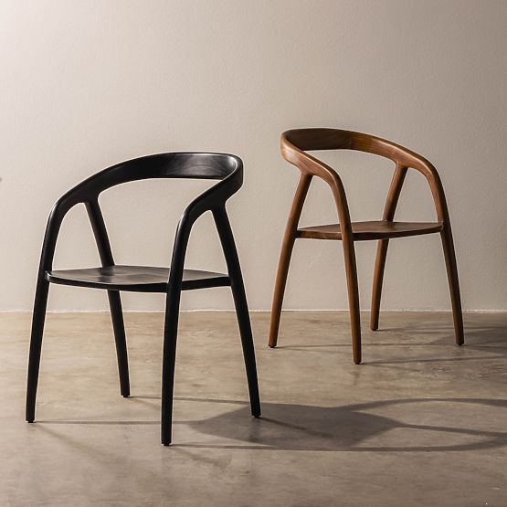 Scaun din lemn Sande rotunjit, negru, lemn de tec