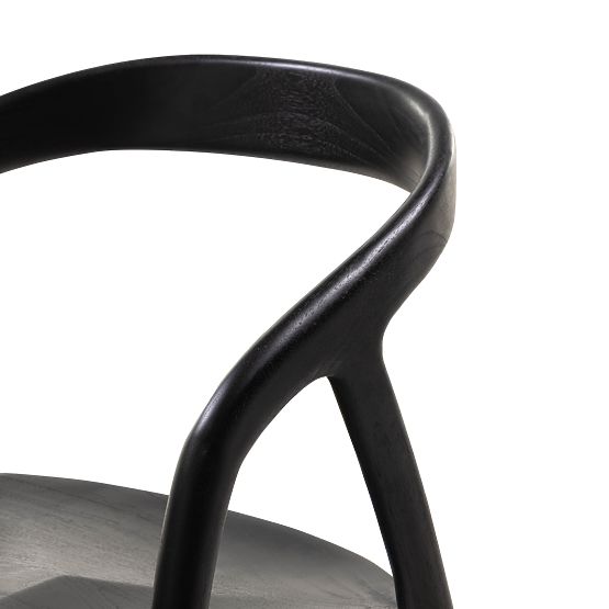 Scaun din lemn Sande rotunjit, negru, lemn de tec