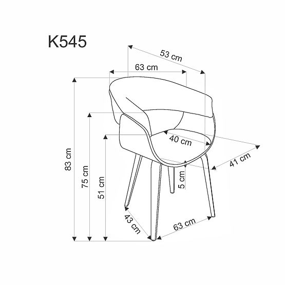 Scaun K545 gri / nuc (1p=1buc)