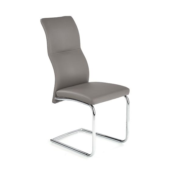Scaun metalic cromat ARCO / piele ecologică culoare cenușiu (1p=2buc)