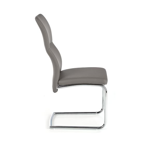 Scaun metalic cromat ARCO / piele ecologică culoare cenușiu (1p=2buc)