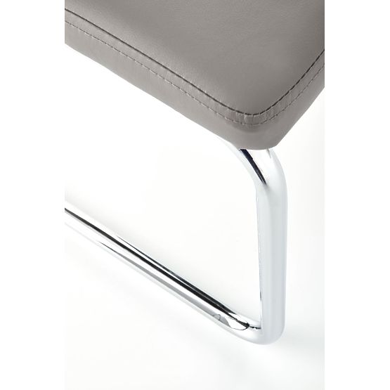 Scaun metalic cromat ARCO / piele ecologică culoare cenușiu (1p=2buc)