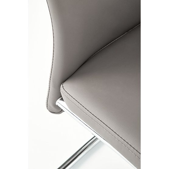 Scaun metalic cromat ARCO / piele ecologică culoare cenușiu (1p=2buc)