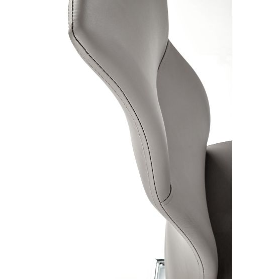 Scaun metalic cromat ARCO / piele ecologică culoare cenușiu (1p=2buc)