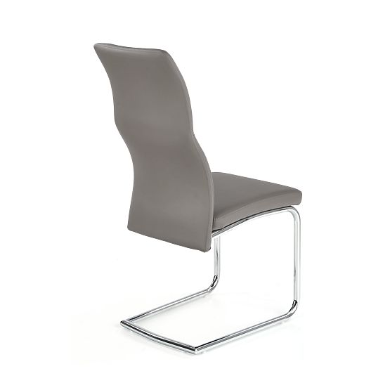 Scaun metalic cromat ARCO / piele ecologică culoare cenușiu (1p=2buc)