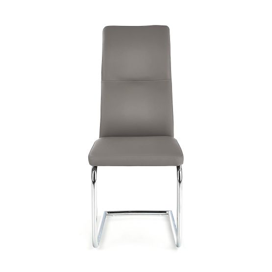 Scaun metalic cromat ARCO / piele ecologică culoare cenușiu (1p=2buc)
