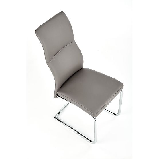Scaun metalic cromat ARCO / piele ecologică culoare cenușiu (1p=2buc)