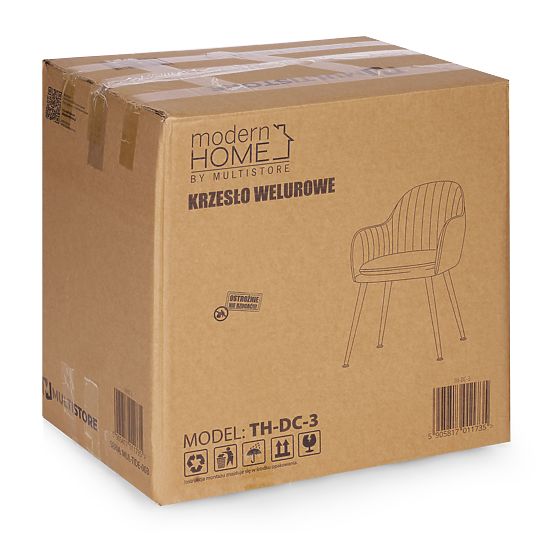 Scaun modern tapițat din catifea pentru sufragerie și living crem ModernHome