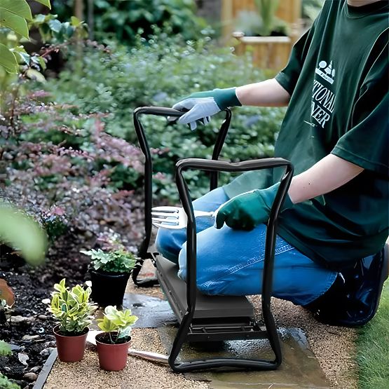 Scaun pliabil pentru grădină 2 în 1 - albastru