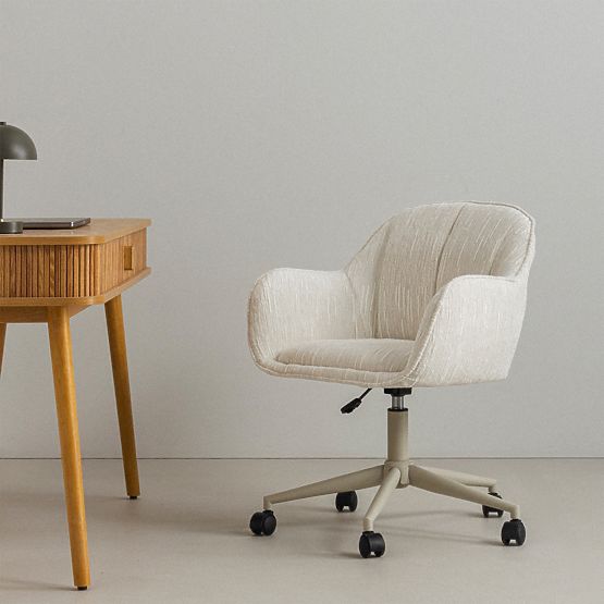 Scaun rotativ Almeria, crem/picioare bej