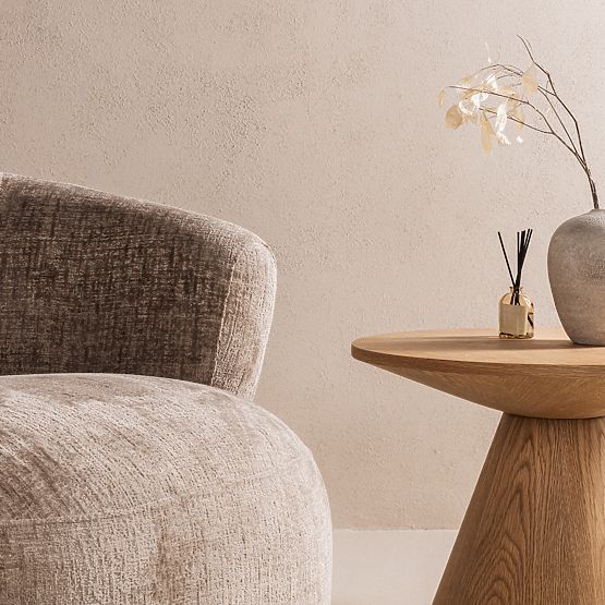 Scaun rotativ Ambi bej, forme rotunjite